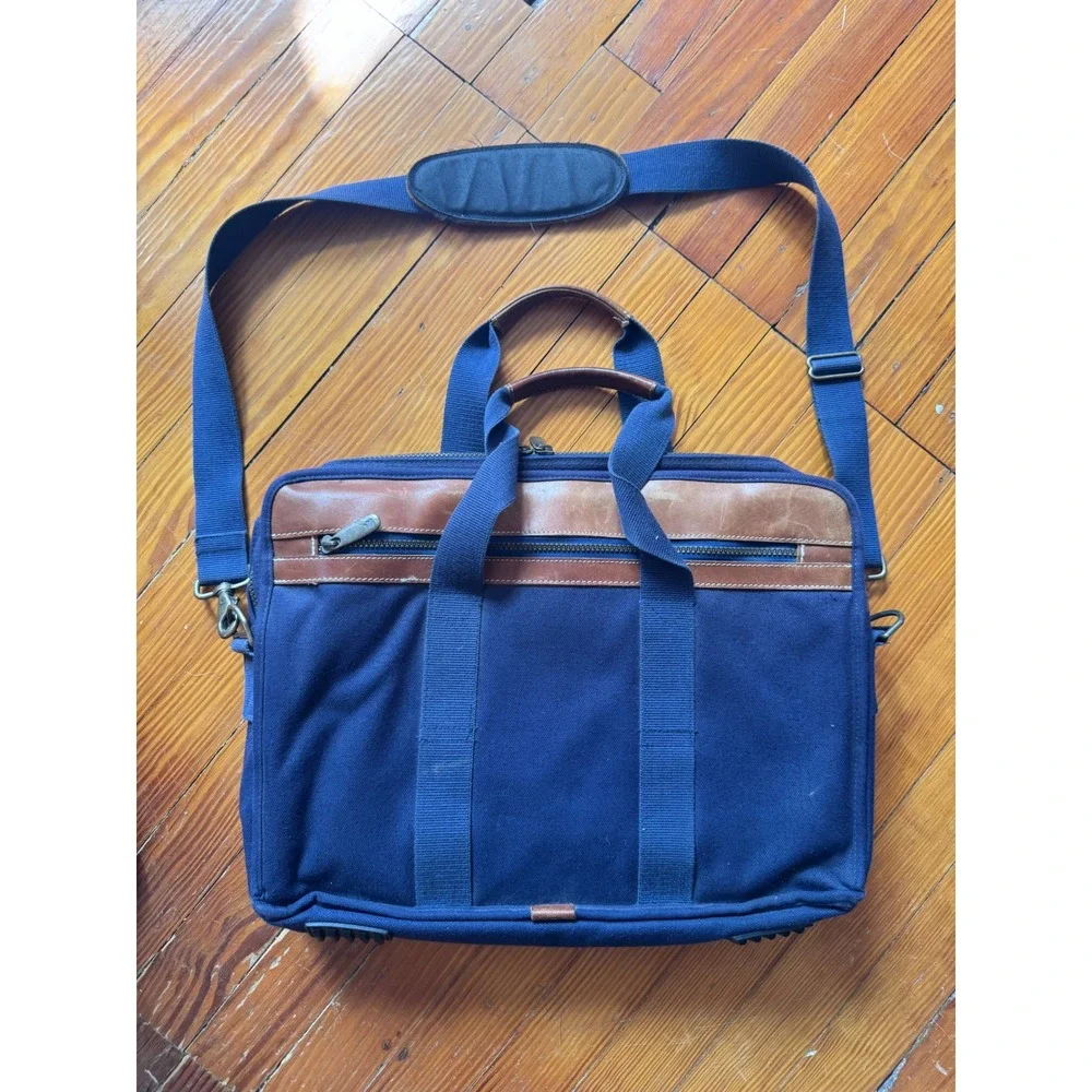Vintage Apple Computer Logo Laptop Briefcase Messenger Bag Navy Blue Canvas Rare